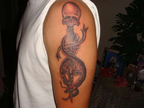 SNAKE, ROSE & DAGGER tattoo