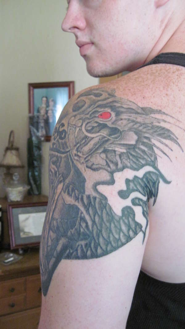 back view jap dragon/ led zepp tat tattoo