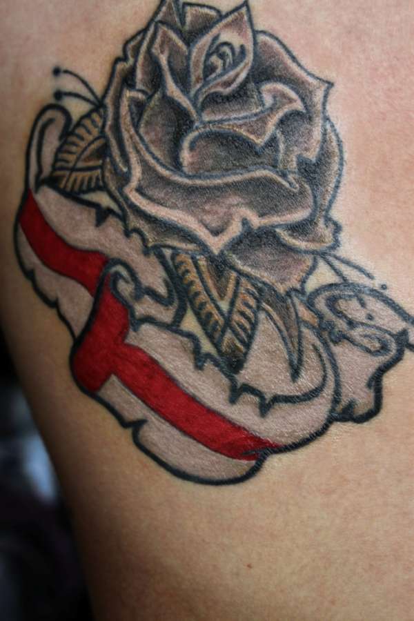 ENGLISH ROSE AND ST GEORGES FLAG tattoo