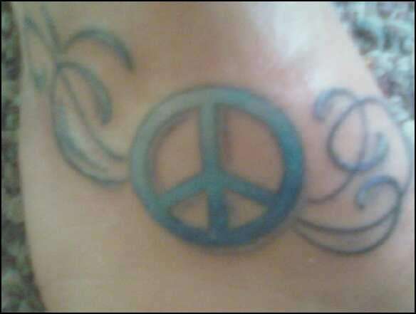 peace sign; foot tattoo tattoo