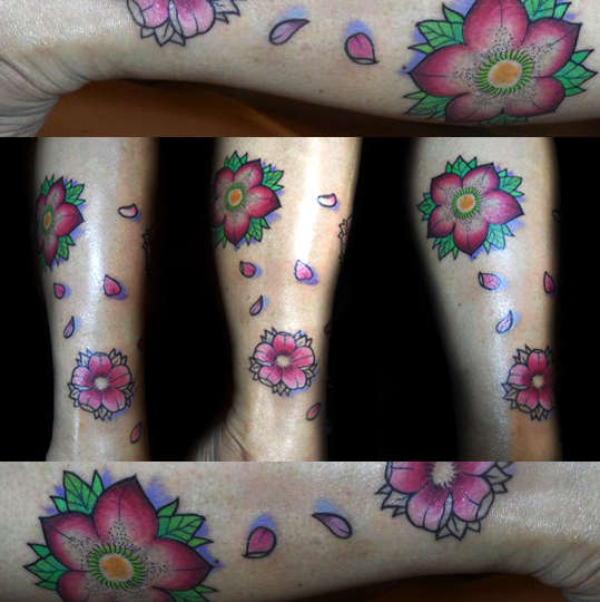 sakura leg tattoo