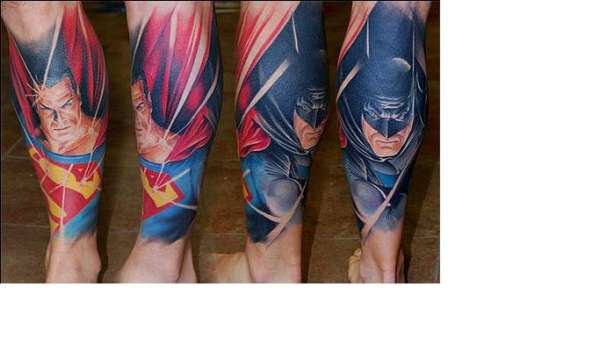 superman and batman tattoo