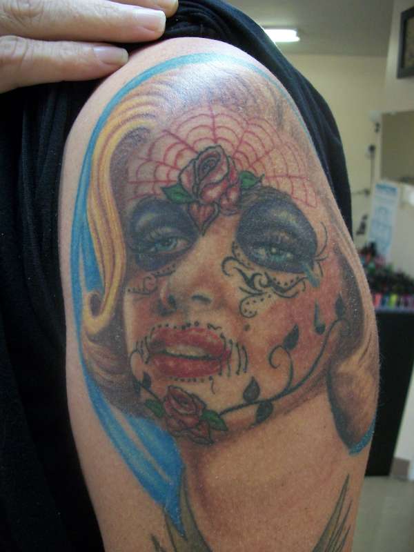 Marilyn Monro day of the dead tattoo