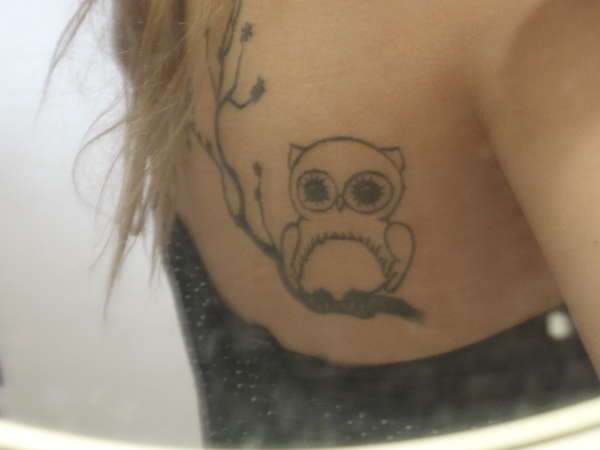 Owl on Branch tattoo