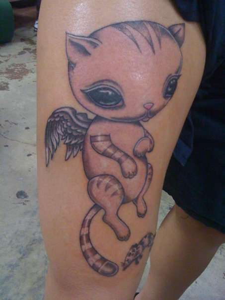 creepy cat tattoo