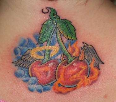 good and  bad cherries tattoo