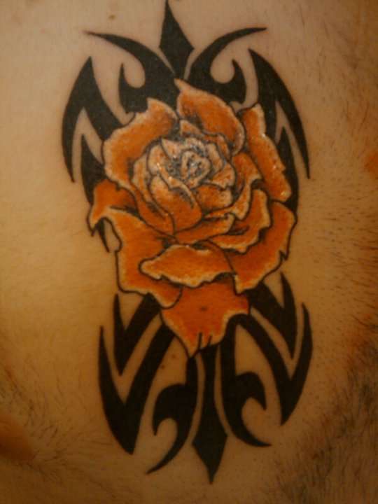 rose, flower, tribal tattoo