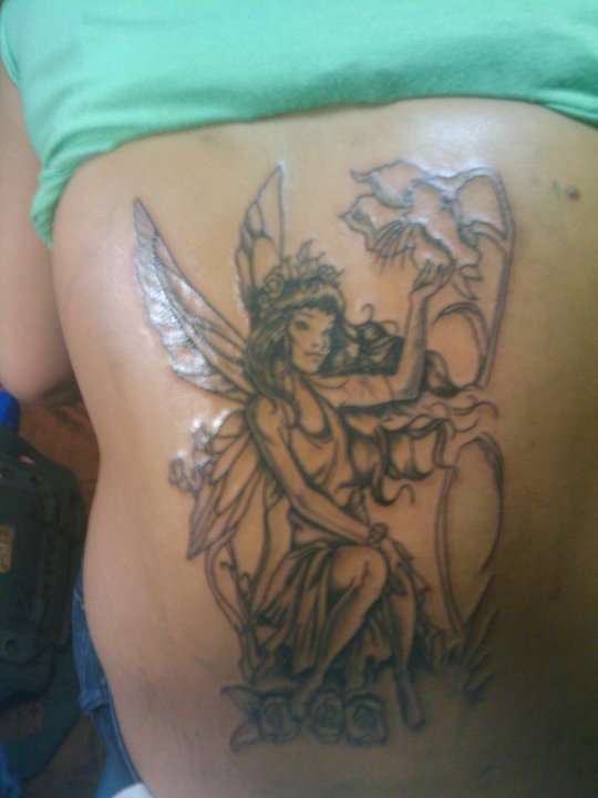shaded piece before colouring tattoo