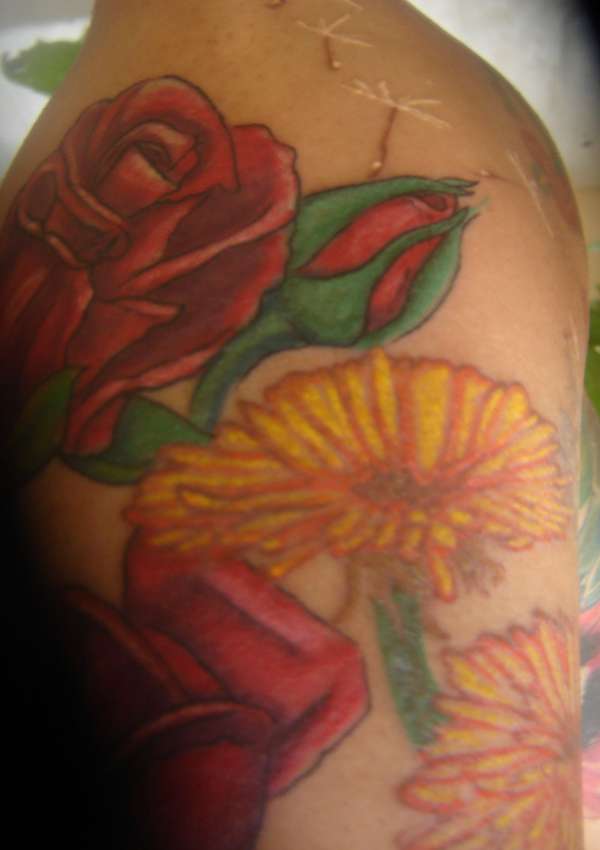 2nd View. Latest addition to my right sleeve- red roses tattoo