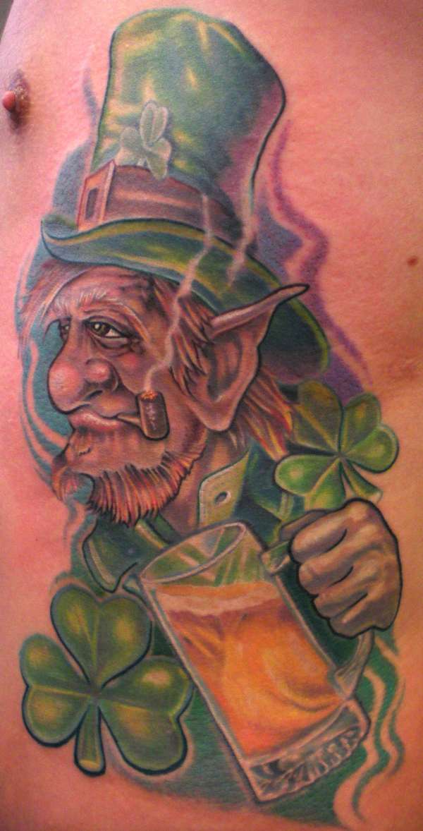 Beer Drinking Leprechaun By Beto Munoz Of Monkeyproink.com tattoo