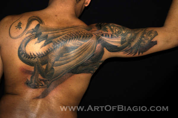 Creeping Dragon (body formation) tattoo