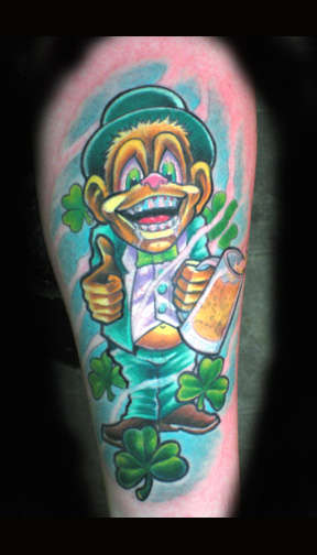 Drunk Irish monkey By Beto Muoz of Monkeyproink.com tattoo