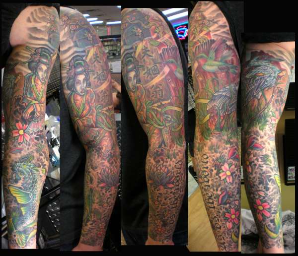 Geisha sleeve by Beto Munoz Of Monkeyproink.com tattoo
