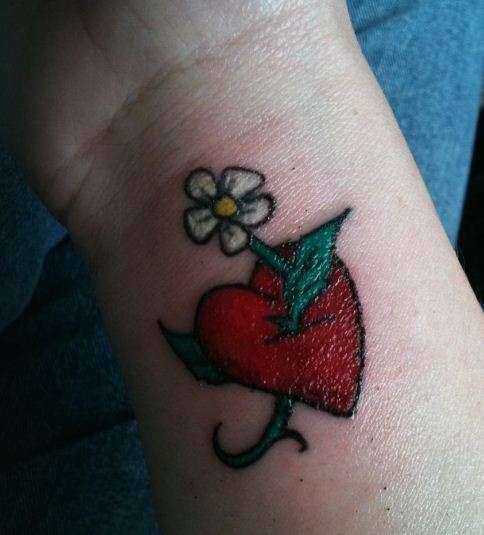 Heart & Flower tattoo