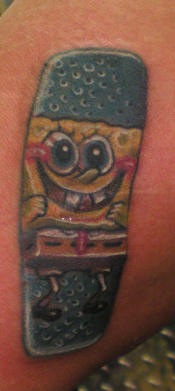 Sponge bobo band-aid by Beto Munoz Of monkeyproink.com tattoo