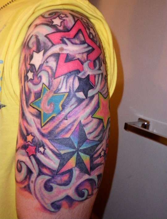Stars half sleeve tattoo