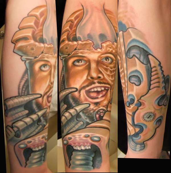 Surreal Portarit of father By Beto Munoz Of Monkeyproink.com tattoo