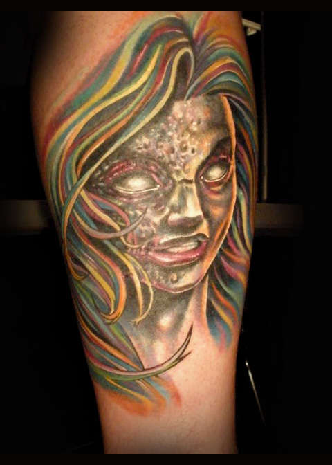 Zombie girl By Beto Munoz Of Monkeyproink.com tattoo
