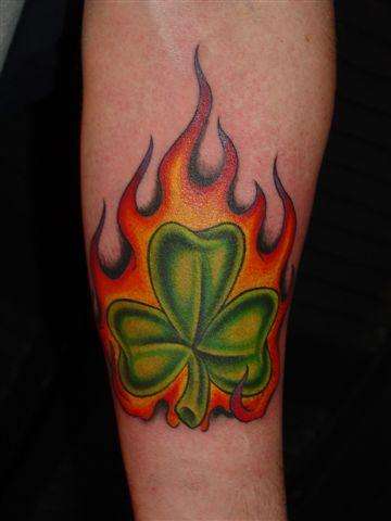 flaming shamrock tattoo