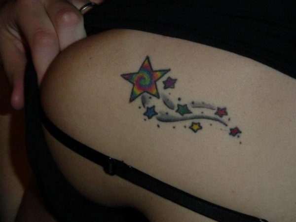 rainbow pride shooting star tattoo