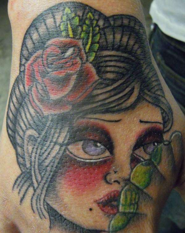 new traditional hand piece! tattoo