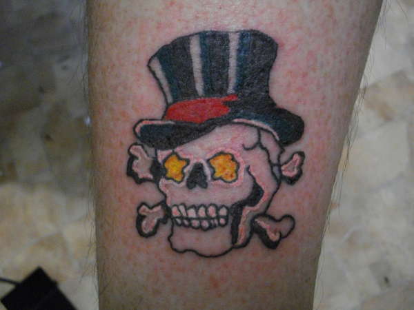 ol skool skull tophat tattoo