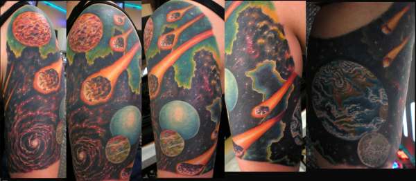 outer space sleeve by Beto Munoz Of Monkeyproink.com tattoo
