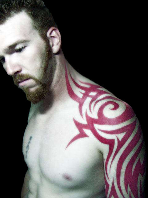 red tribal tattoo