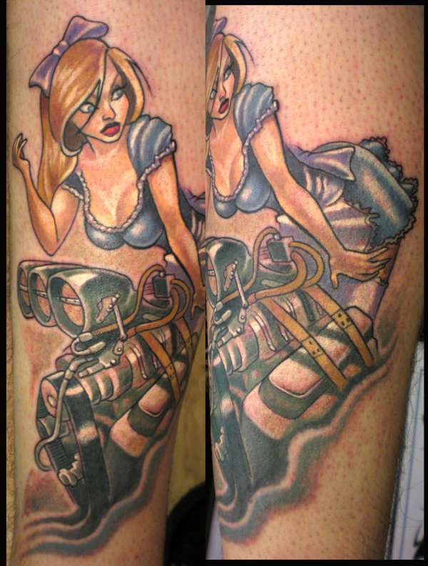 sexy alice pin up by Beto Munoz Of Monkeyproink.com tattoo