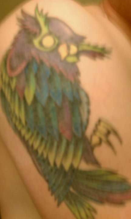 Old School Owl tattoo