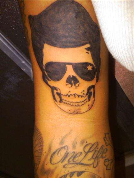 Skull 500 Miles To Memphis tattoo