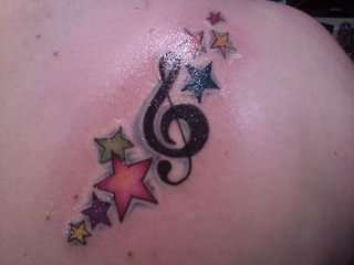 Treble Clef & Stars tattoo