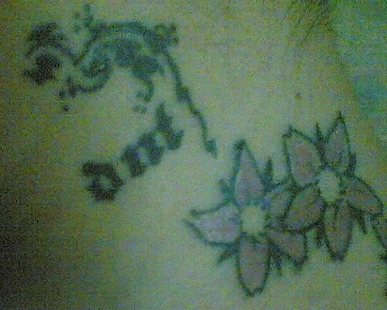 Tribal Dragon and Sakura tattoo