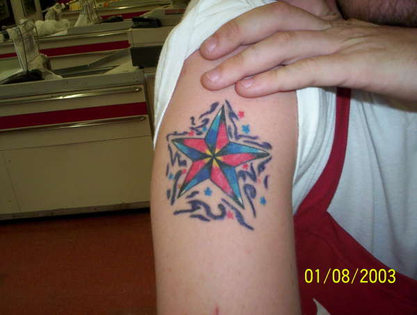 multicolor star tattoo