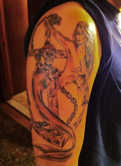 mermaid on anchor 1 tattoo
