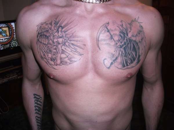grim reaper and angel tattoo