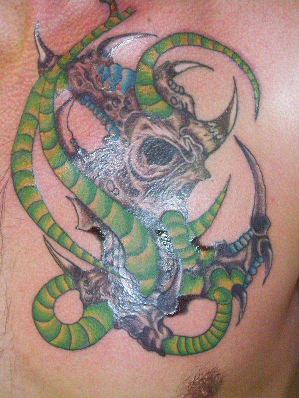 skull bio mec tattoo