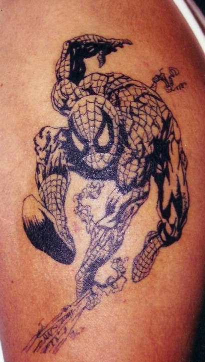 spiderman lined tattoo