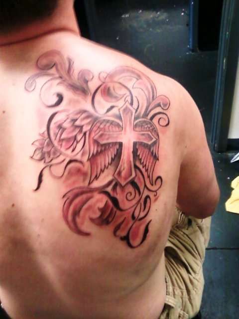 Cross With Wings tattoo
