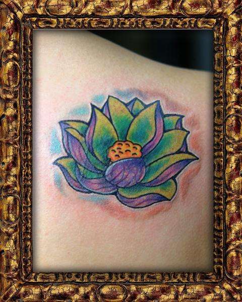 Lotus cover-up tattoo