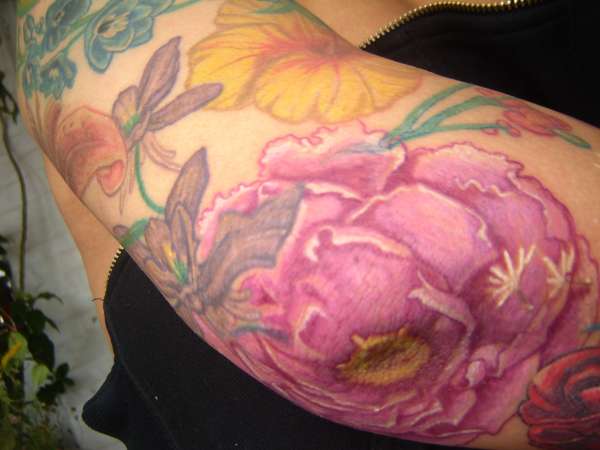 More work on my floral sleeve-pink peony-3 tattoo