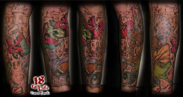 graff leg tattoo