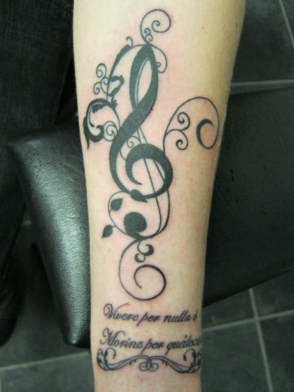 music note style tattoo