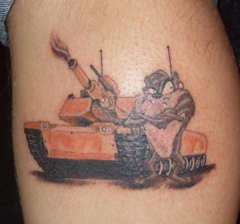 taz with tank tattoo