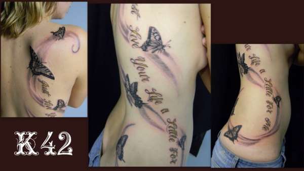 Butterflies on side tattoo