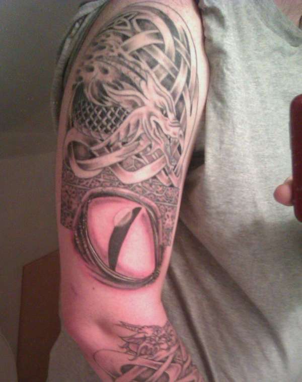 Celtic With Dragon and Dragon Eye tattoo