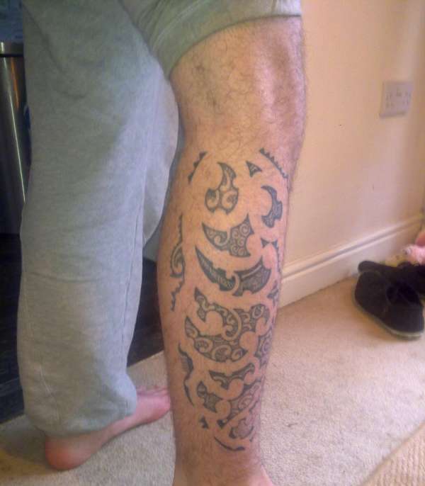 Maori leg piece tattoo