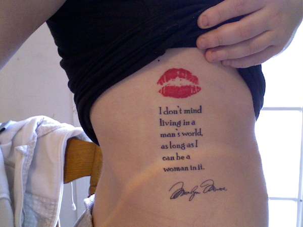 Marilyn lips and quote tattoo