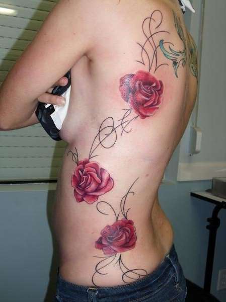 Roses on side tattoo