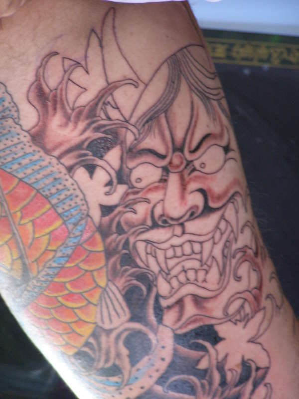 jap mask in progress tattoo